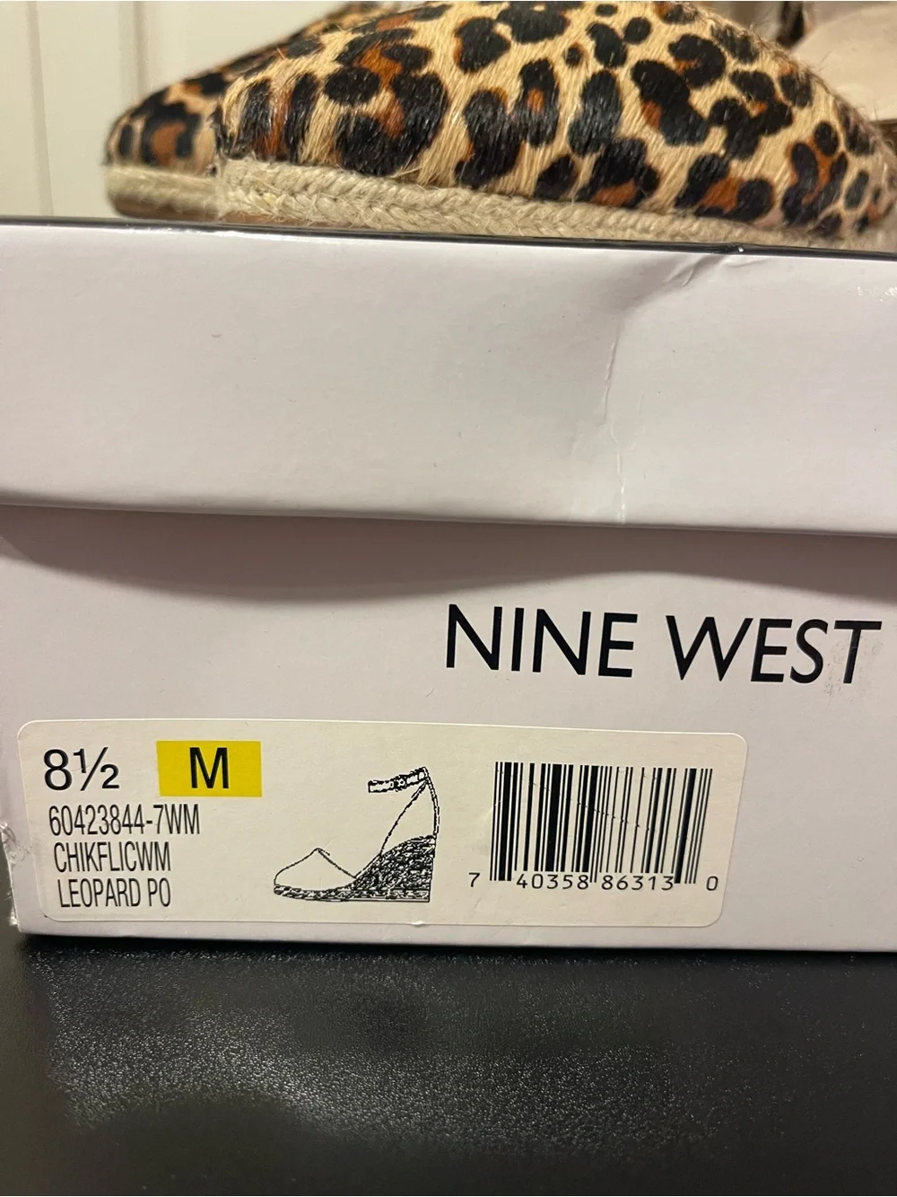 Nine West Leopard Espadrille Ankle-Strap Flats in Brown and Tan